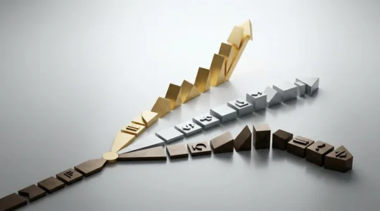 Business leaders analyzing multiple economic scenarios on financial dashboards