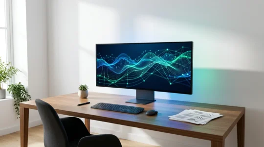 Complex spreadsheet visualization showing tangled formula connections and data flow