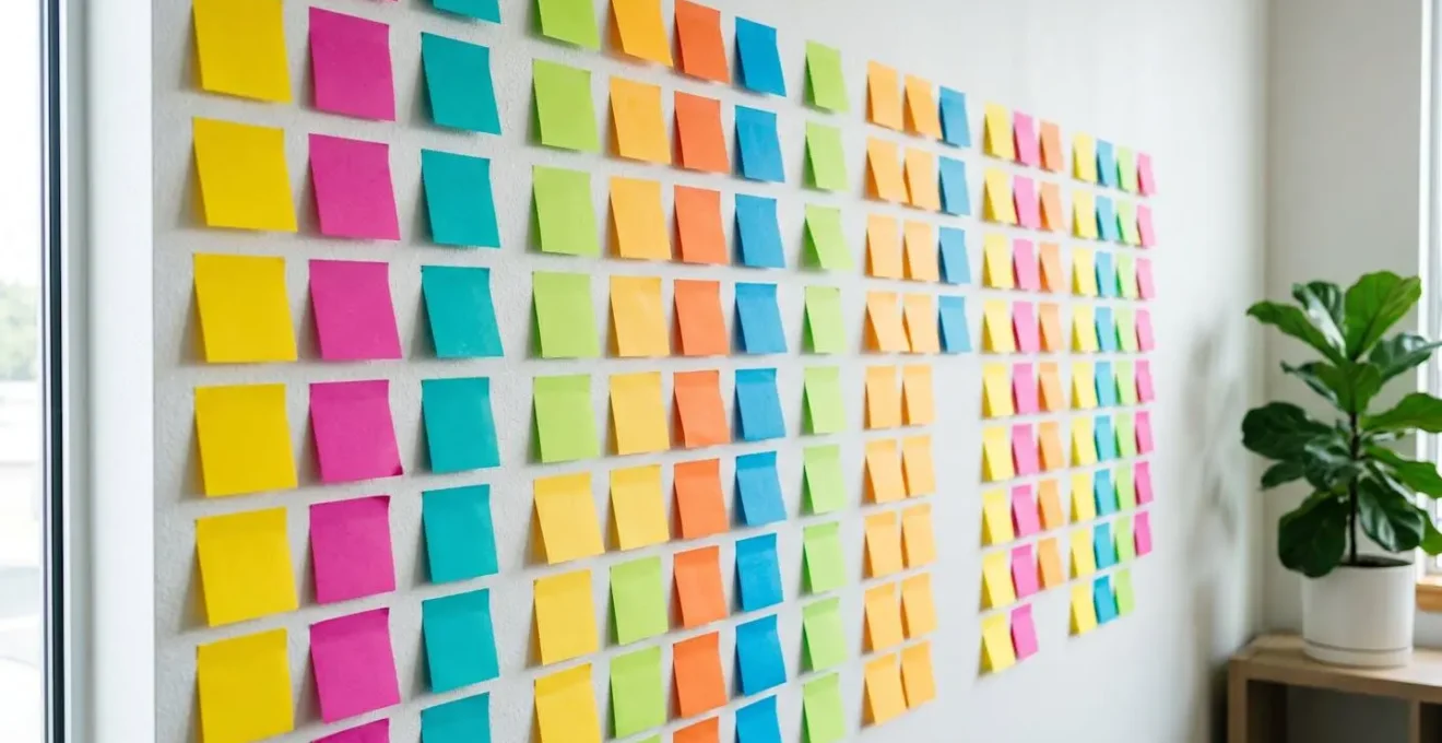 Visual representation of HR Kanban board with colorful cards in different stages