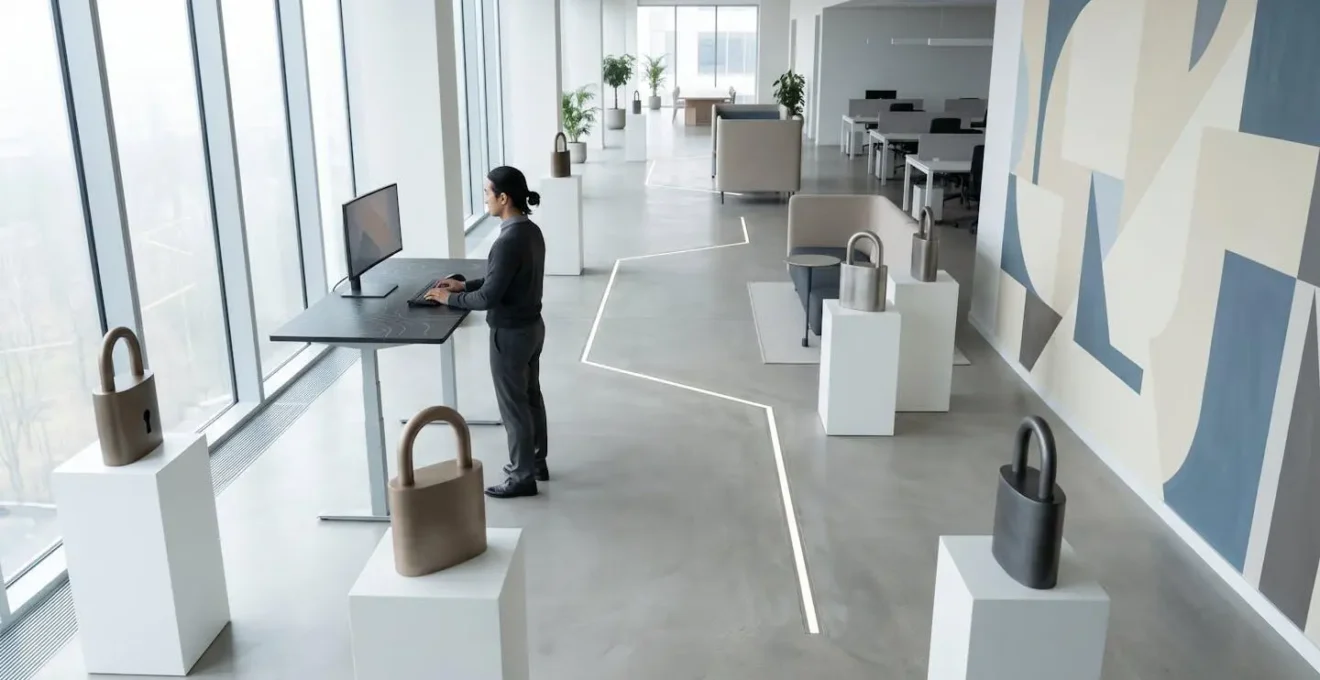 Employee successfully using password management system with confidence