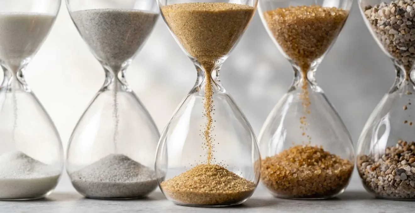 Abstract visualization of data update frequencies using an hourglass metaphor