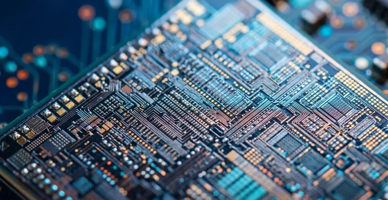 Extreme close-up of multi-core processor chip showing parallel processing capability